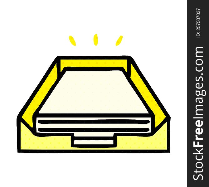 Comic Book Style Cartoon Paper Stack In Tray