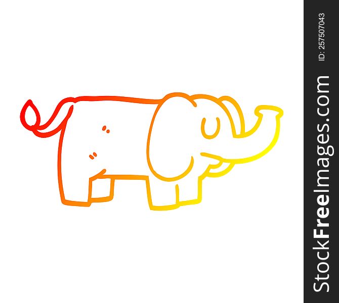 Warm Gradient Line Drawing Cartoon Funny Elephant
