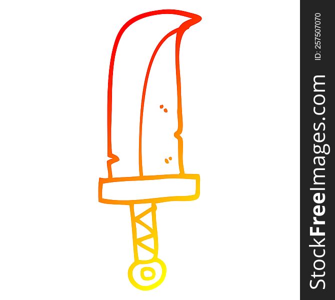 warm gradient line drawing of a cartoon dagger