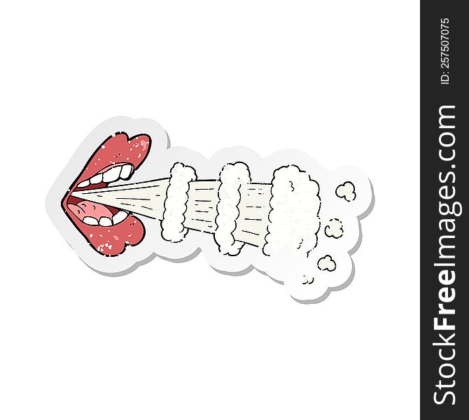 retro distressed sticker of a cartoon breath
