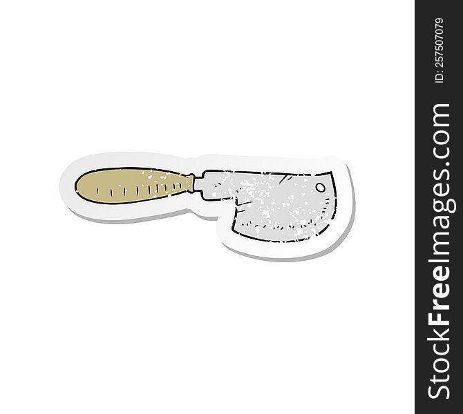 retro distressed sticker of a cartoon meat cleaver