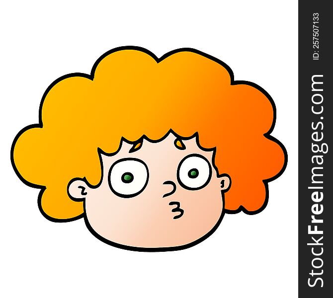 vector gradient illustration cartoon big hair boy