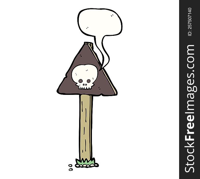 cartoon sign post with speech bubble