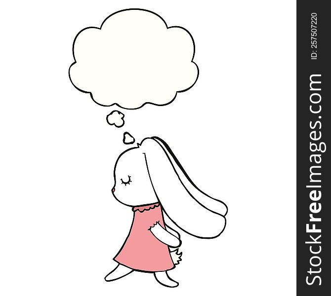 Cute Cartoon Rabbit And Thought Bubble