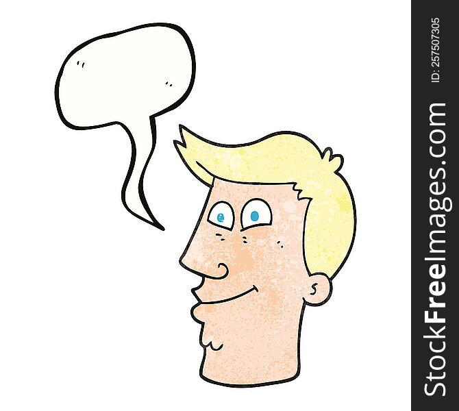 freehand speech bubble textured cartoon male face
