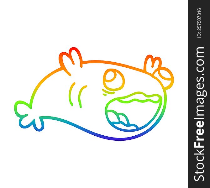 Rainbow Gradient Line Drawing Cartoon Fish