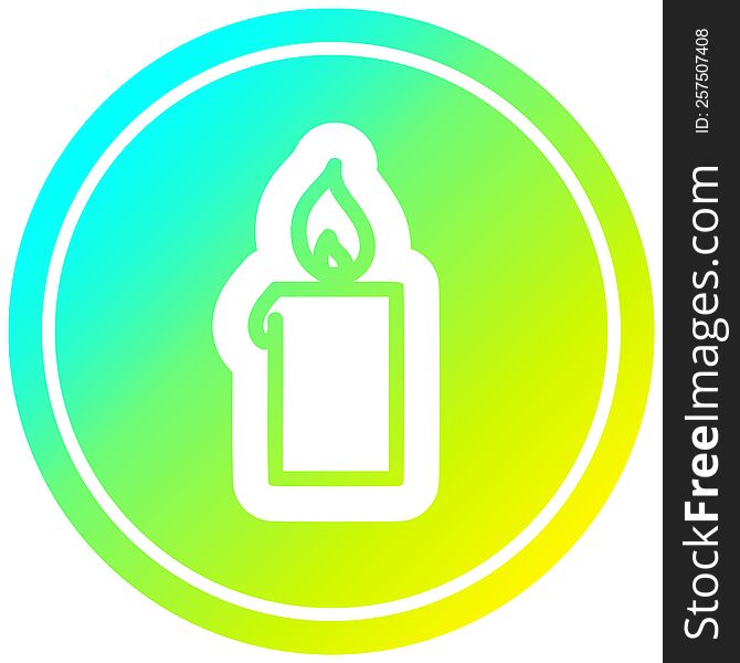 burning candle circular icon with cool gradient finish. burning candle circular icon with cool gradient finish