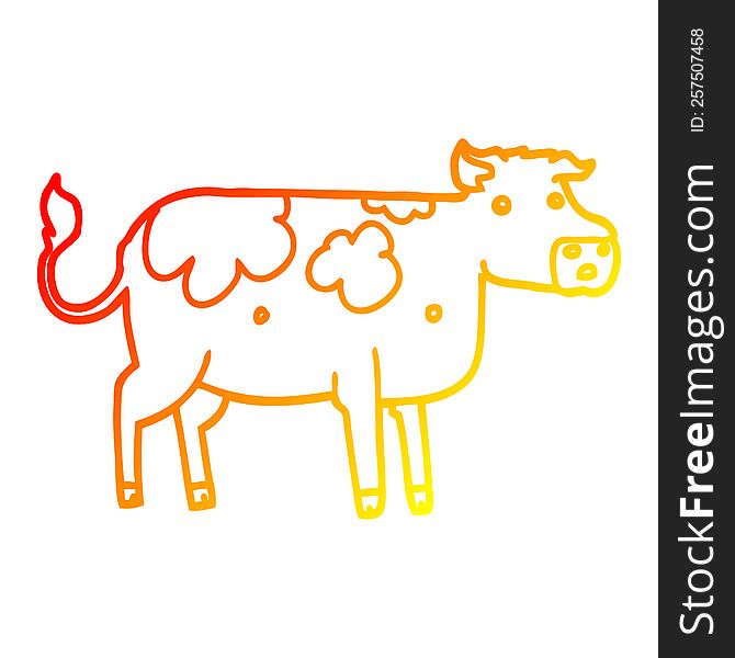 Warm Gradient Line Drawing Cartoon Cow