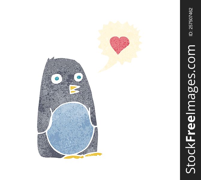 Cartoon Penguin With Love Heart