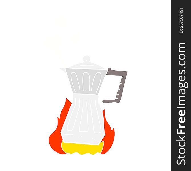 Flat Color Illustration Of A Cartoon Espresso Stovetop Maker