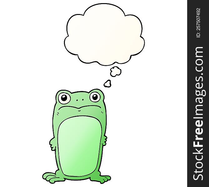 cartoon staring frog with thought bubble in smooth gradient style