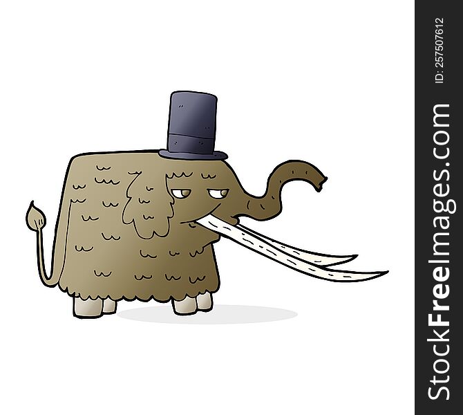 cartoon mammoth wearing top hat