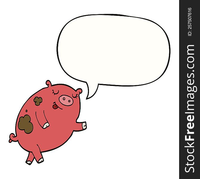 Cartoon Dancing Pig And Speech Bubble