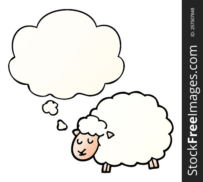 cartoon sheep with thought bubble in smooth gradient style