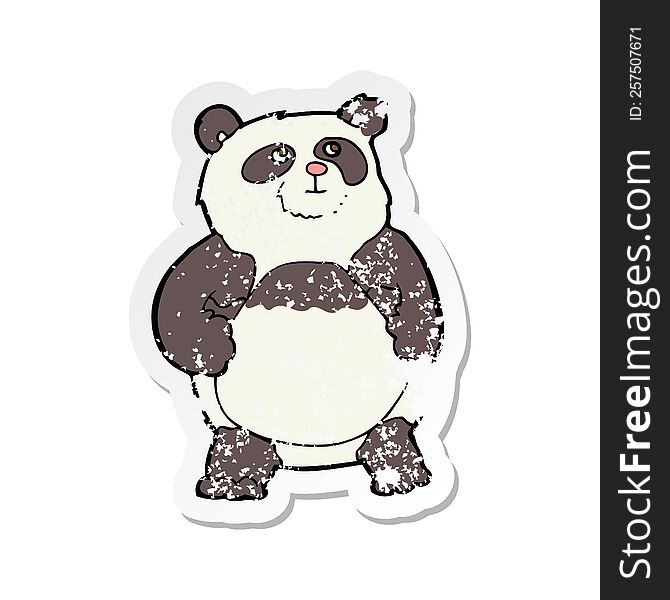 retro distressed sticker of a cartoon panda