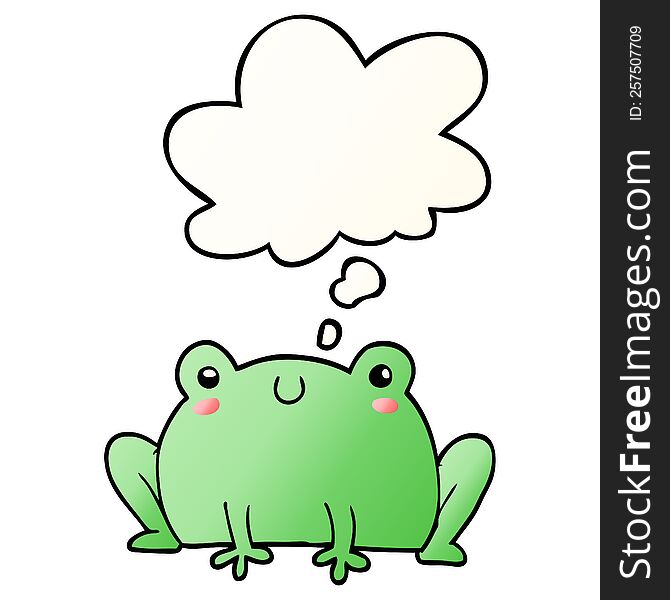 Cartoon Frog And Thought Bubble In Smooth Gradient Style