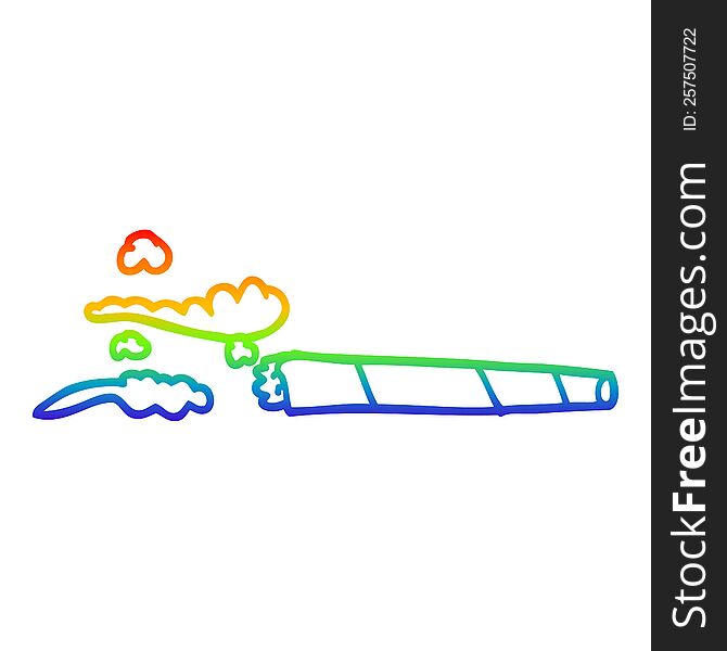 rainbow gradient line drawing of a cartoon lit joint
