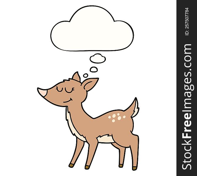 cartoon deer with thought bubble. cartoon deer with thought bubble