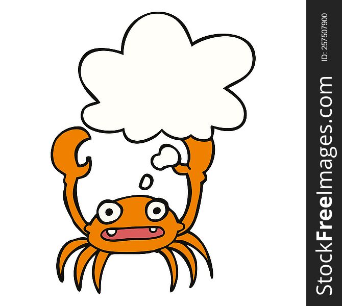 cartoon crab with thought bubble. cartoon crab with thought bubble