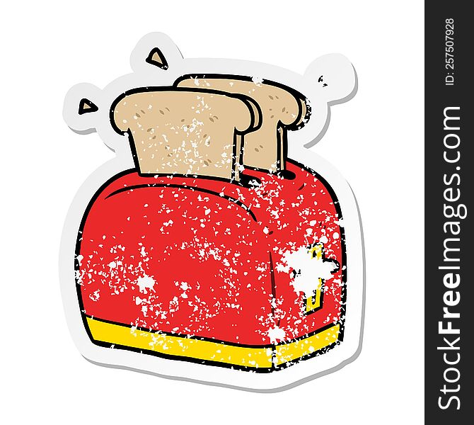 Distressed Sticker Of A Cartoon Toaster