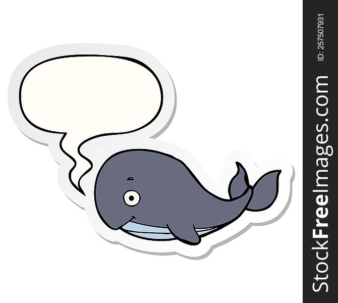 cartoon whale with speech bubble sticker. cartoon whale with speech bubble sticker