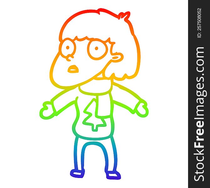 Rainbow Gradient Line Drawing Surprised Christmas Person