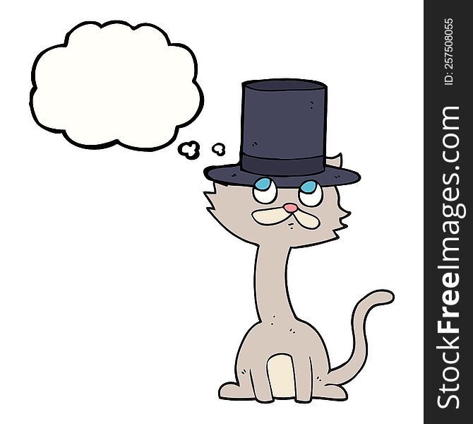 Thought Bubble Cartoon Cat In Top Hat