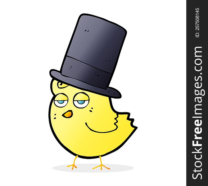 cartoon bird in top hat