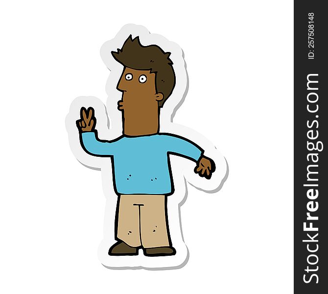 sticker of a cartoon man signalling with hand