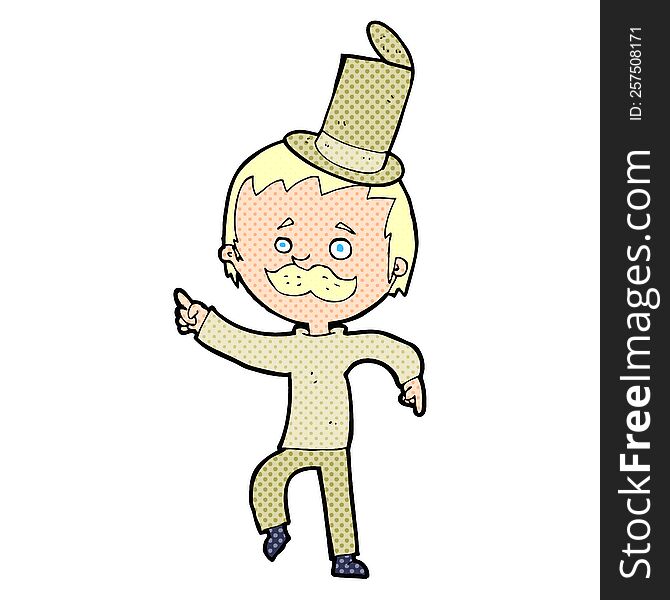 cartoon man in broken old hat
