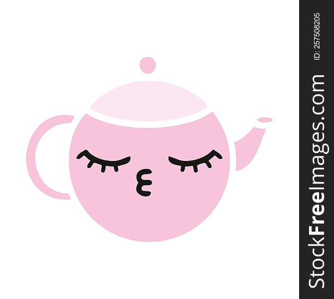 Flat Color Retro Cartoon Teapot
