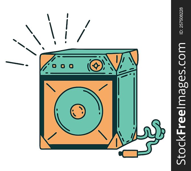 illustration of a traditional tattoo style guitar amplifier