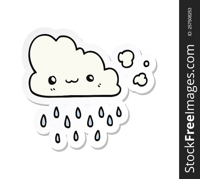 sticker of a cartoon storm cloud