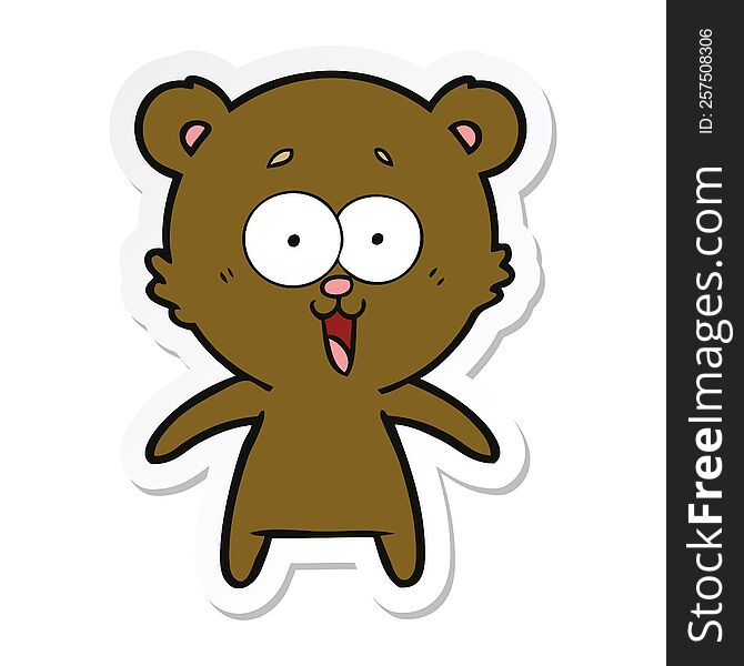 Sticker Of A Laughing Teddy  Bear Cartoon