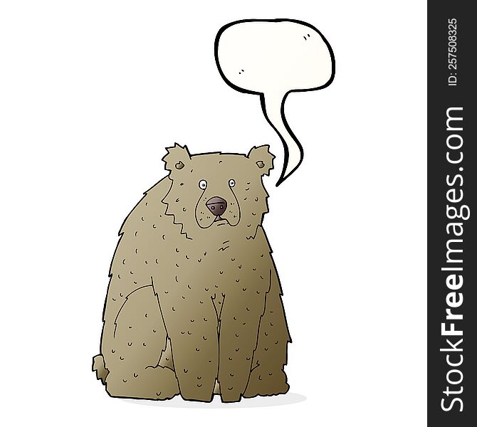 Cartoon Funny Bear With Speech Bubble