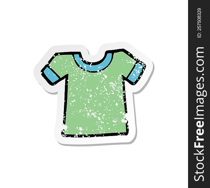 Distressed Sticker Of A Cartoon Tee Shirt