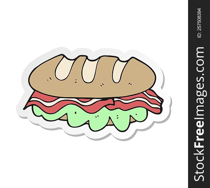 sticker of a cartoon huge sandwich