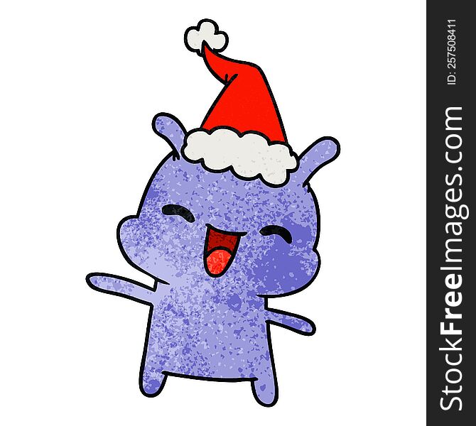 Christmas Textured Cartoon Of Kawaii Alien