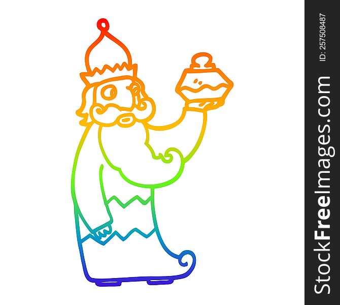 rainbow gradient line drawing of a one of the three wise men cartoon