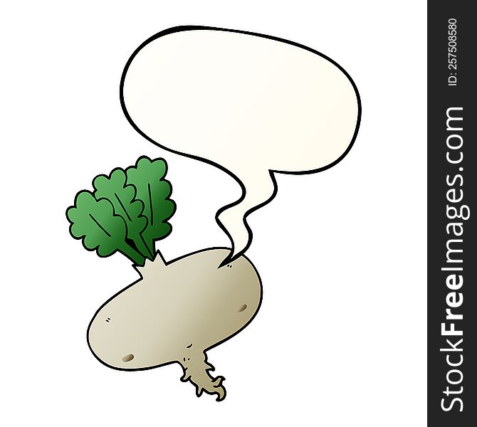 cartoon beetroot with speech bubble in smooth gradient style