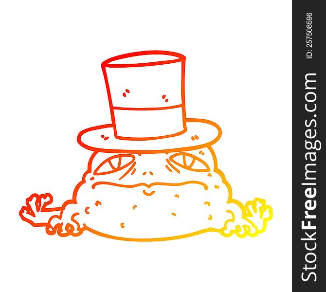 warm gradient line drawing of a cartoon rich toad