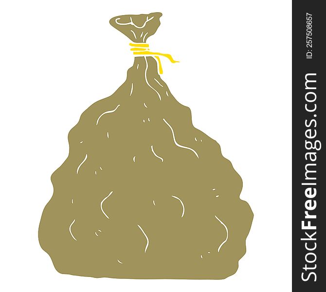 Flat Color Illustration Of A Cartoon Tied Sack