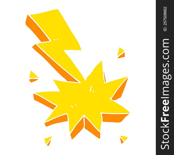 Flat Color Illustration Of A Cartoon Lighting Strike Symbol