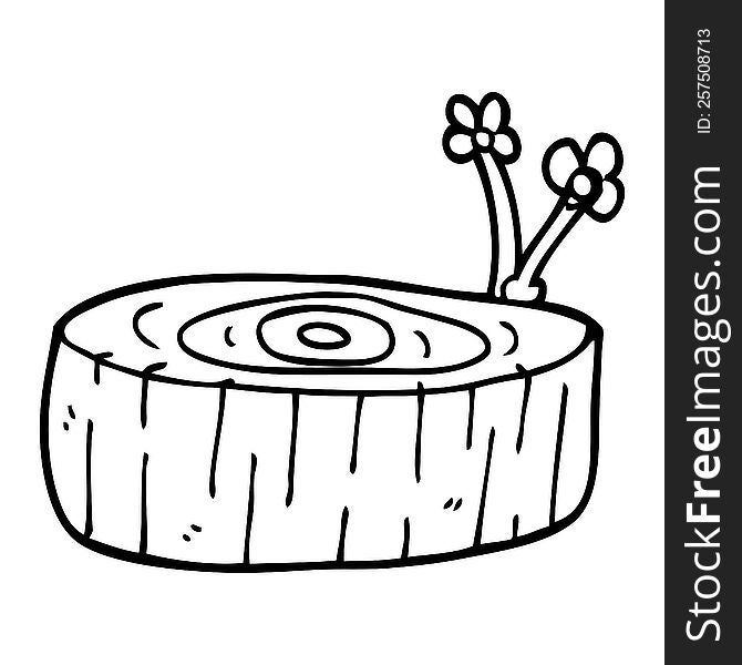 Line Drawing Cartoon Tree Log