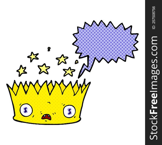 freehand drawn comic book speech bubble cartoon magic crown
