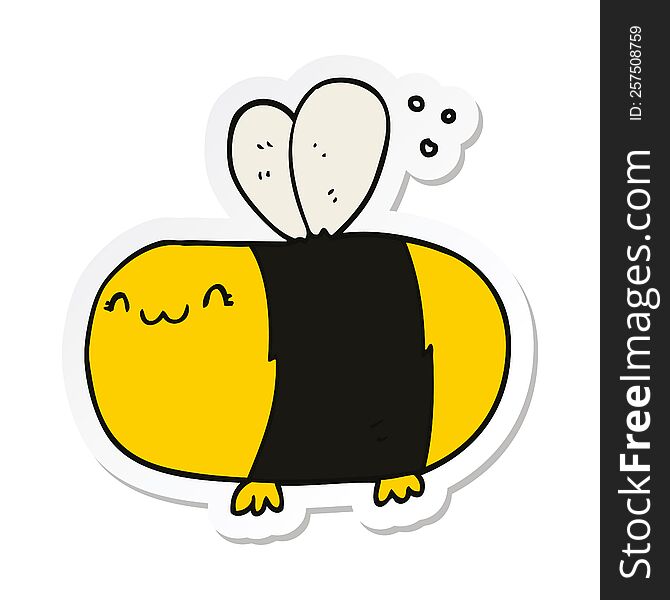 Sticker Of A Cute Cartoon Bee