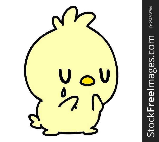cartoon of a cute little bird crying