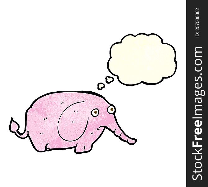 Cartoon Sad Little Elephant With Thought Bubble