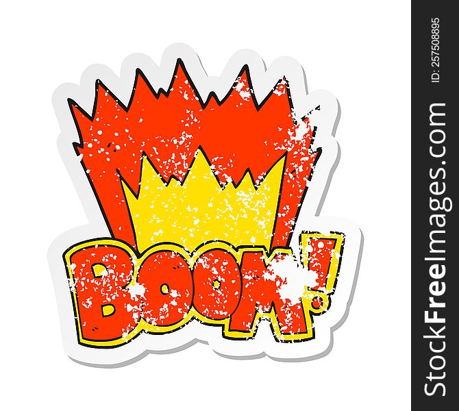 Retro Distressed Sticker Of A Cartoon Boom Symbol