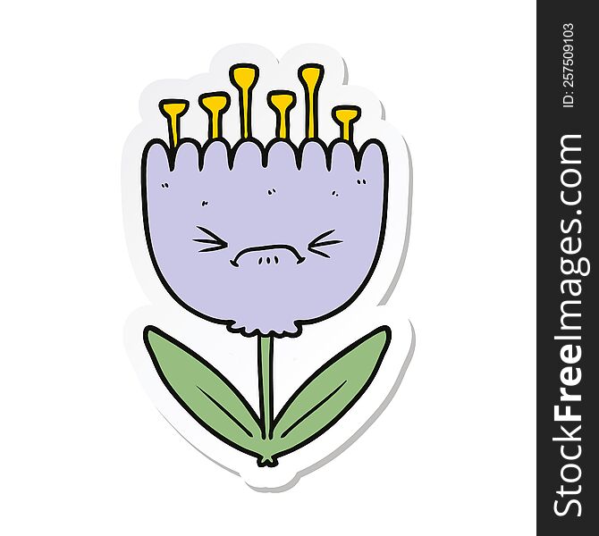 Sticker Of A Cartoon Angry Flower